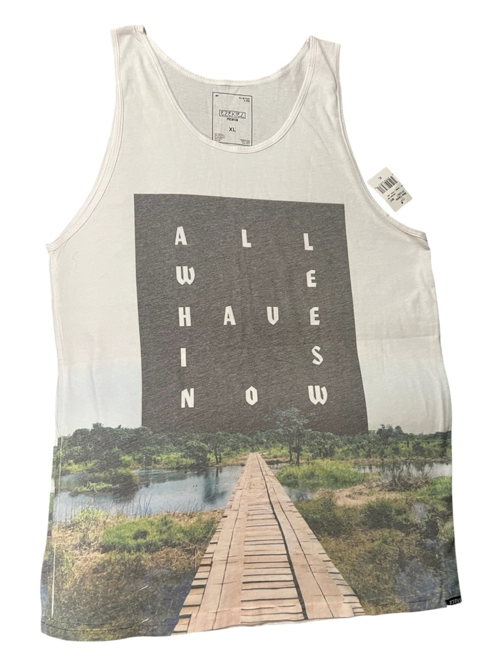 Ezekiel White Tank Top with Nature Boardwalk Photo-Print